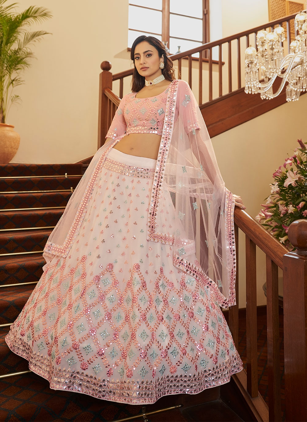 Rose Pink Colour Silk Designer Lehenga Choli.