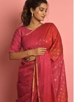 Pink Cotton  Fancy Work Designer Sari