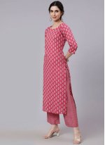 Pink Cotton  Printed Readymade Salwar Suits