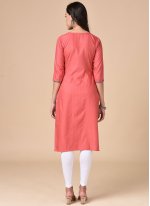 Pink Embroidered Rayon Party Wear Kurti