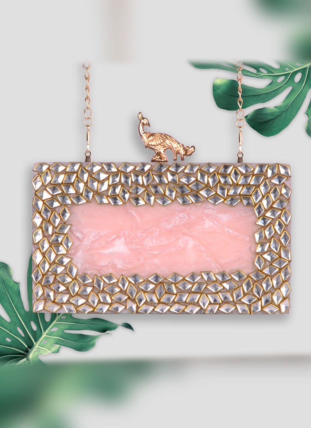 Buy Pink Floral Halo Carved Resin Clutch Bag by NR BY NIDHI RATHI Online at  Aza Fashions.