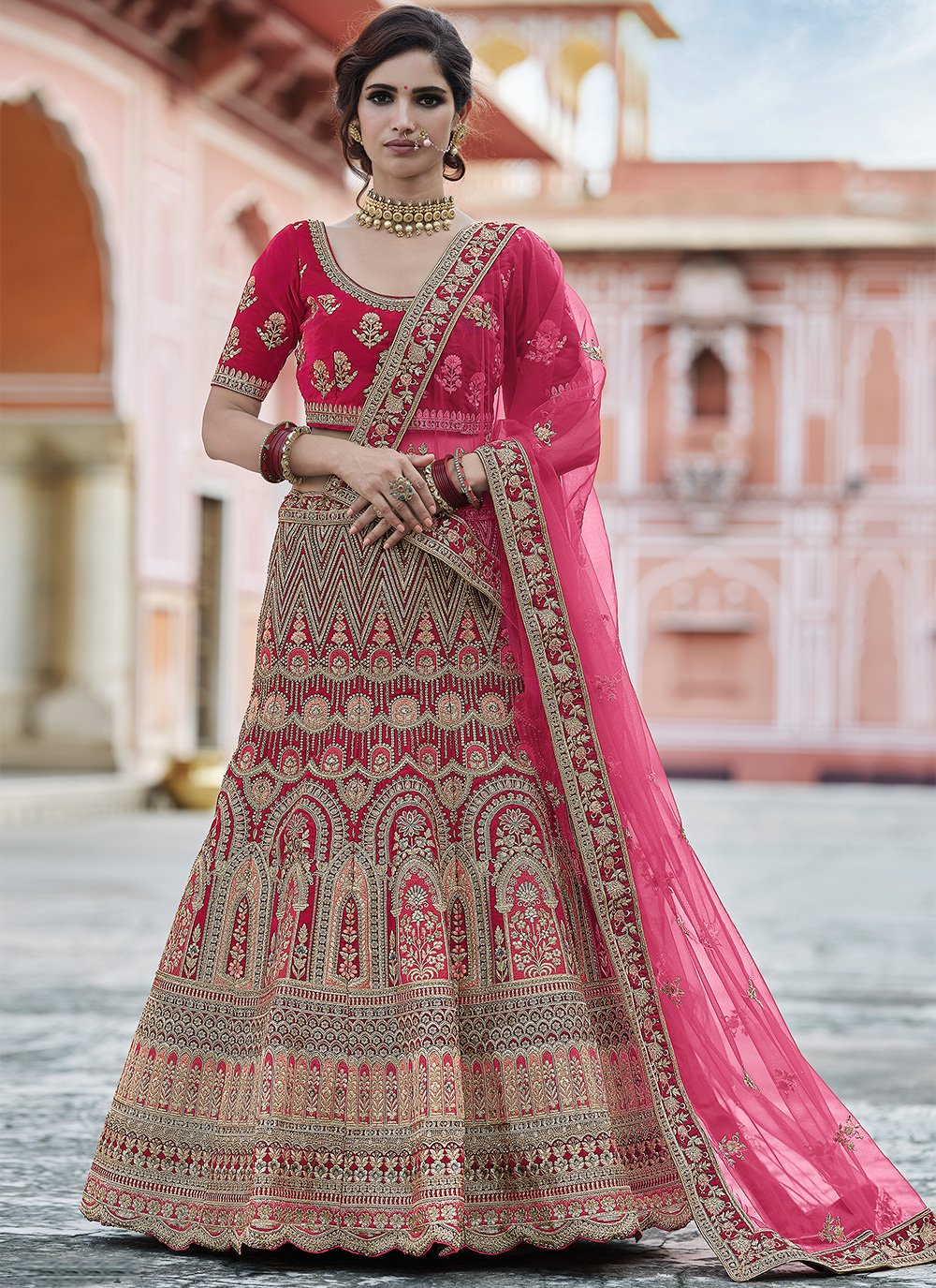 Photo of pastel pink engagement lehenga with modern look by jayanti reddy