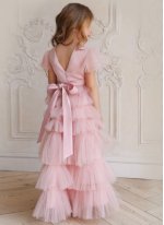 Pink Net Fancy Work Designer Gown for Girl