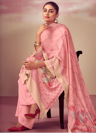 Pink Pashmina Digital Print Palazzo Salwar Suit
