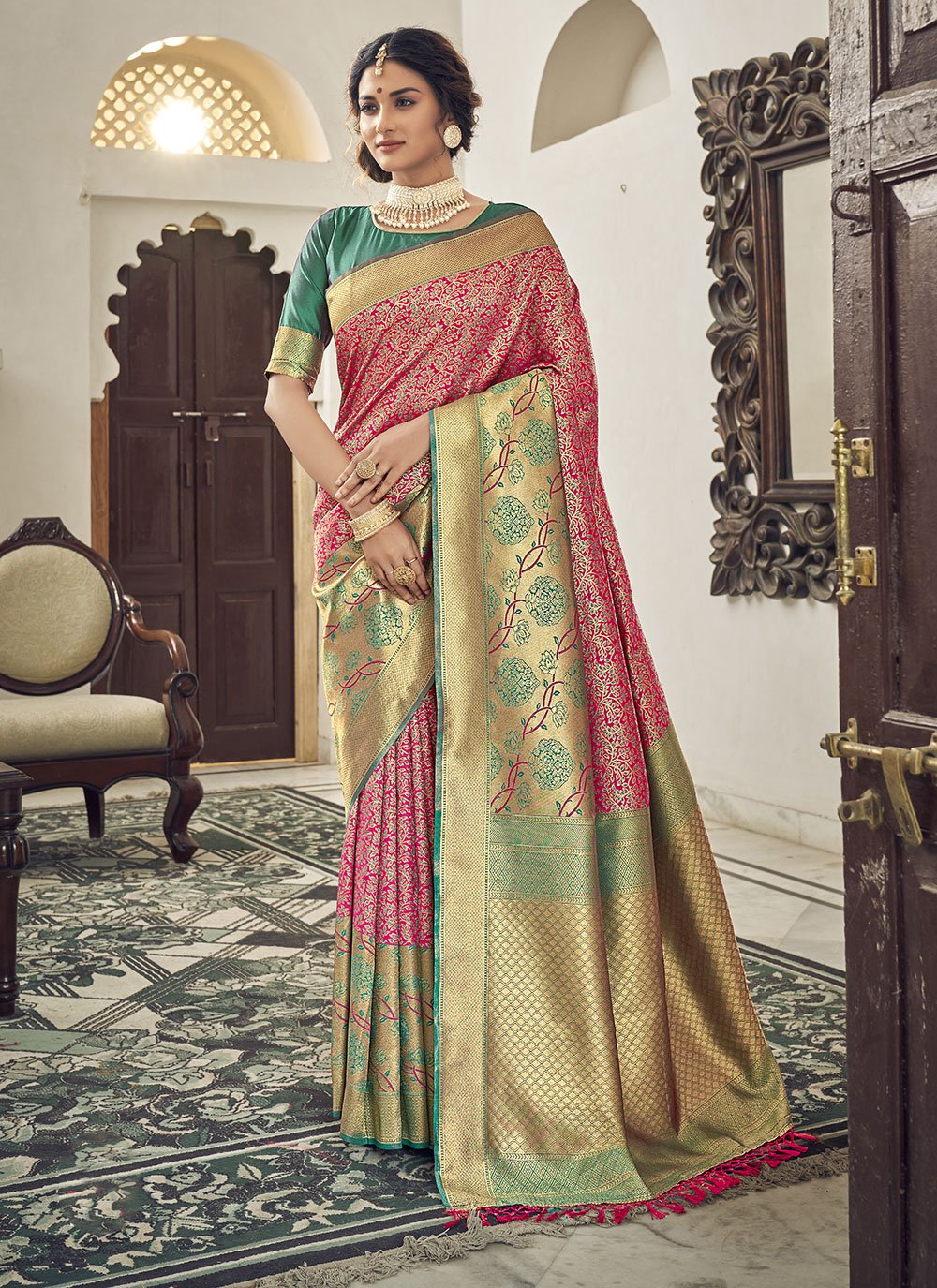 Pink Traditional Designer Saree