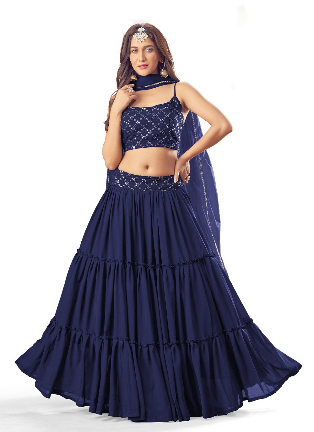 Buy Blue Banglori Silk Wedding Wear Embroidery Work Readymade Lehenga Choli  Online From Wholesale Salwar.