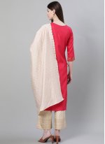 Poly Silk Plain Red Pakistani Salwar Suit