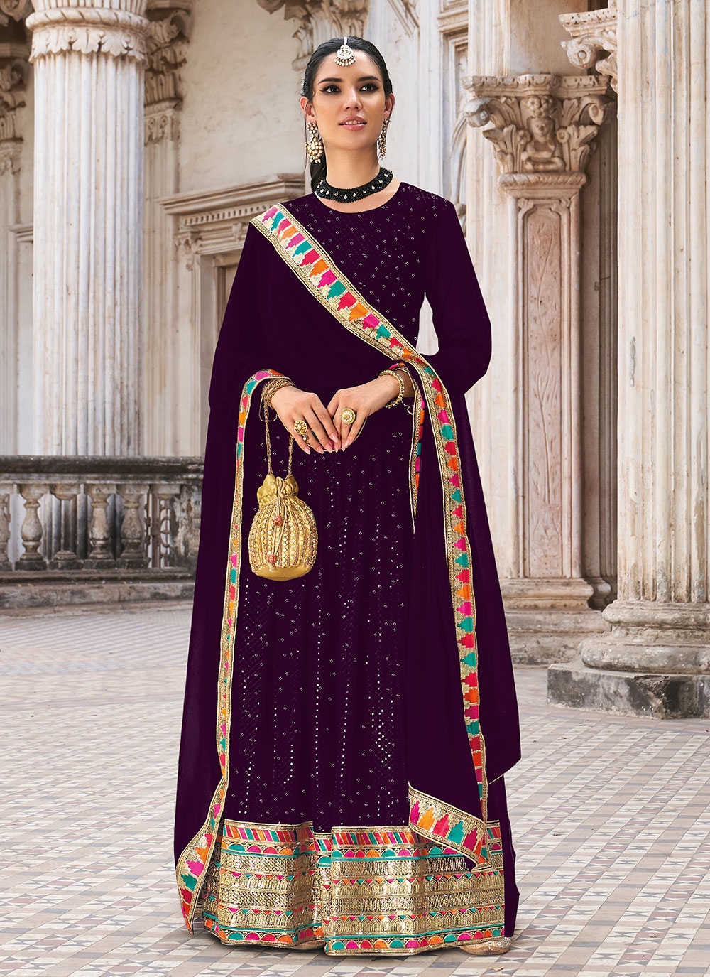 georgette embroidered anarkali suit