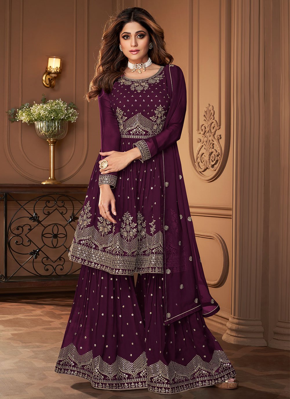 Purple Streight New Designer Party Wear Palazzo, Plazo, Size: Xl at Rs  849/piece in Surat