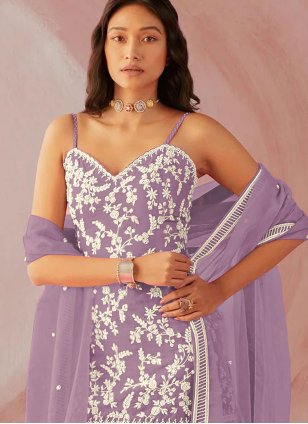 
                            Purple Georgette Embroidered Salwar suit