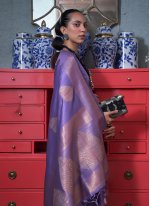 Purple Handloom Silk Weaving Contemporary Saree