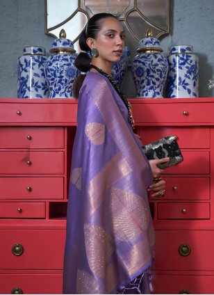 Purple Handloom Silk Weaving Contemporary Saree