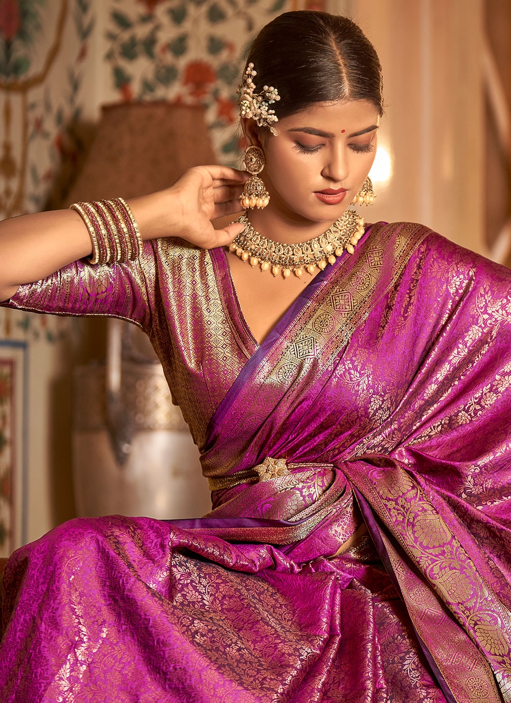 Mauve Purple Kanjivaram Silk saree – NITARAA