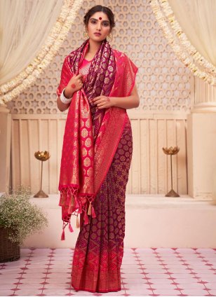 Purple Raw Silk Woven Contemporary Sari