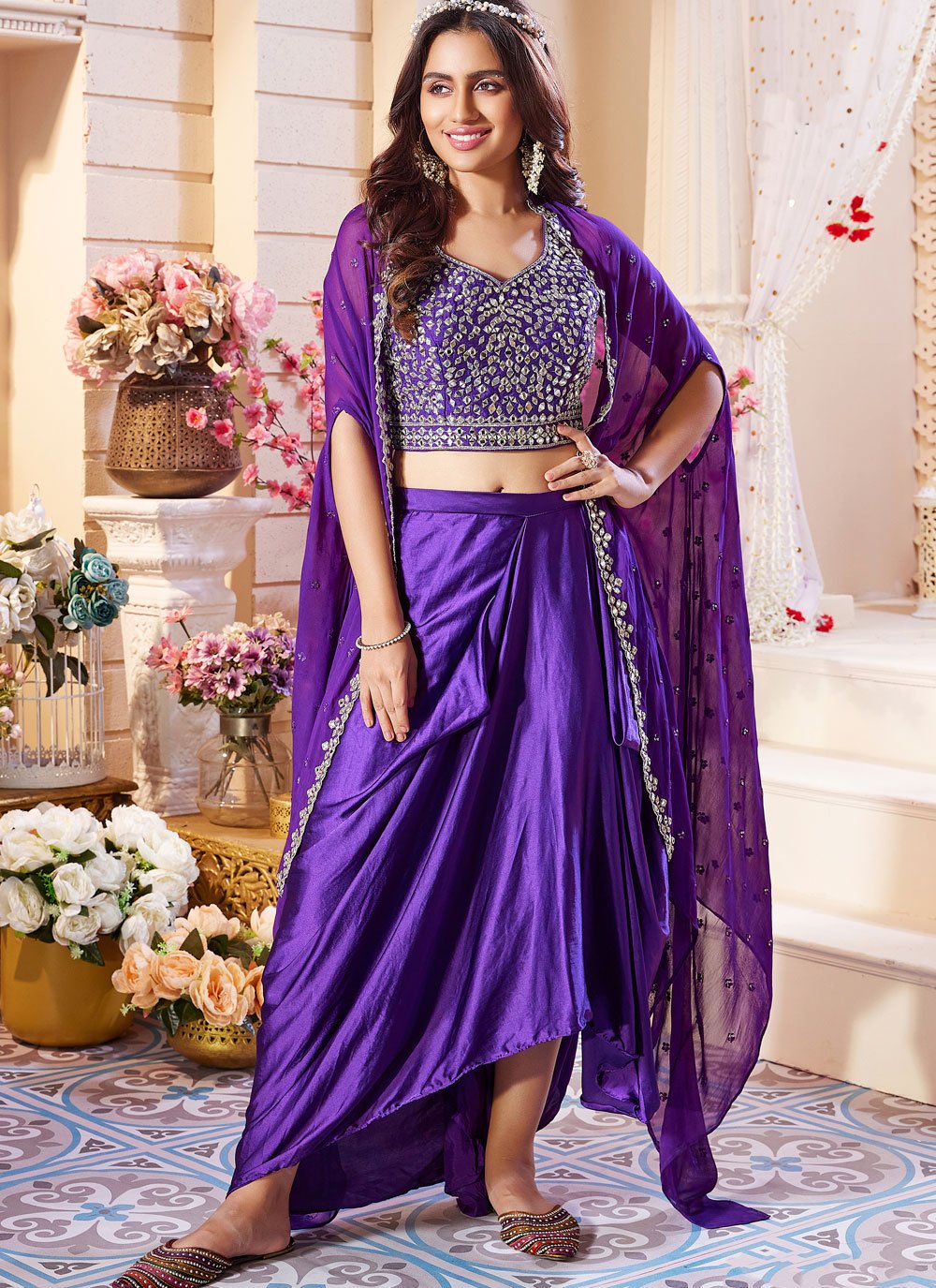 Purple Crop Tops - Buy Indo Western Purple Crop Tops Online for