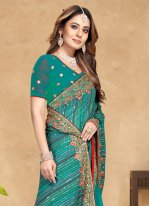 Rama Georgette Embroidered Bollywood Sari