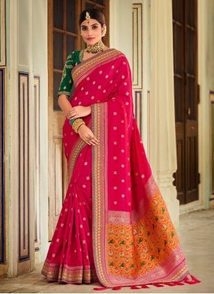 Rani Banarasi Silk Weaving Contemporary Saree