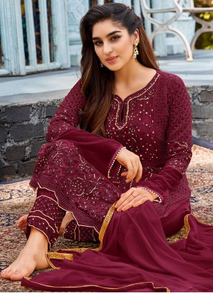 Rani Georgette Embroidered Pant Style Suit