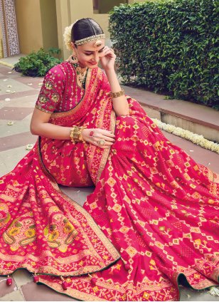 Rani Pure Georgette Embroidered Trendy Sari