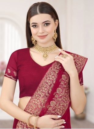 Rani Silk Embroidered Classic Sari