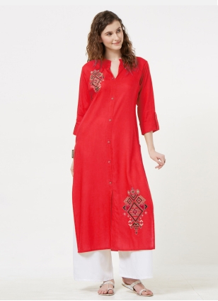 Rayon Embroidered Casual Kurti