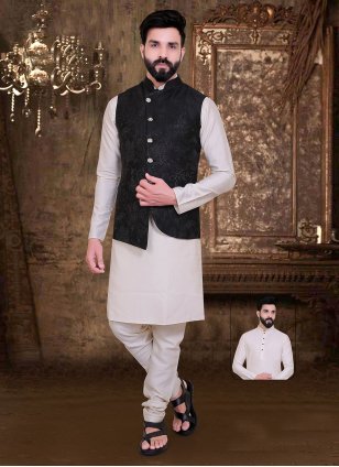 Festive Mens Silk Pathani Kurta with Jacket at Rs 4590/piece in New Delhi |  ID: 20063191948