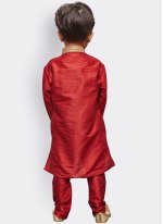 Red Art Silk Lace Kurta Payjama for Boy