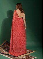 Red Chiffon Mirror Casual Sari