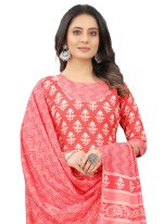 Red Cotton  Printed Readymade Salwar Suits