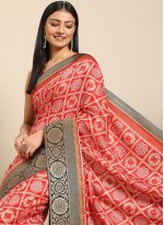 Red Crepe Woven Trendy Saree