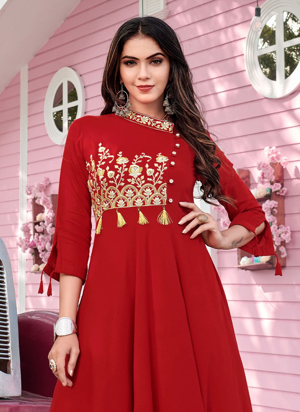 Beautiful Red Color Latest Designer Party Wear Readymade Salwar Suit –  Fashionfy