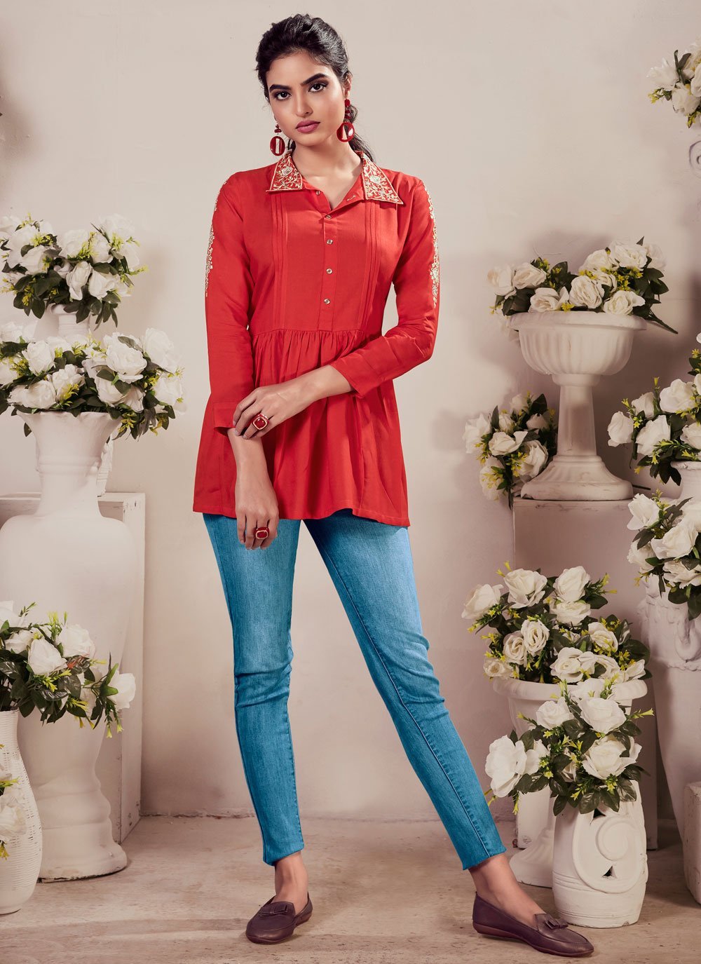 Poonam Designer Kasata Cotton Long Fancy Gown Type Festive Wear Kurtis