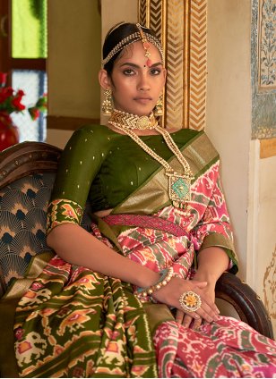 Red Patola Silk Weaving Classic Sari