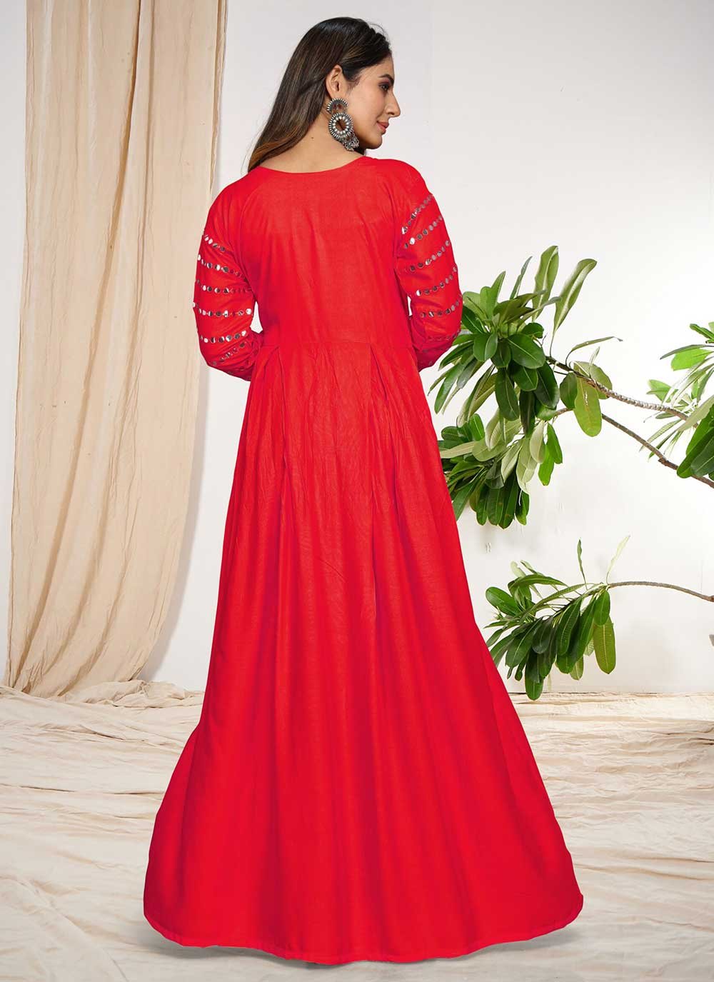 Shop Red Faux Georgette Embroidered Dresses And Gown Party Wear Online at  Best Price | Cbazaar