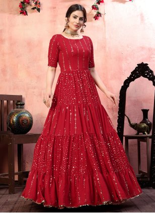 Long red gown - Women - 1748553595