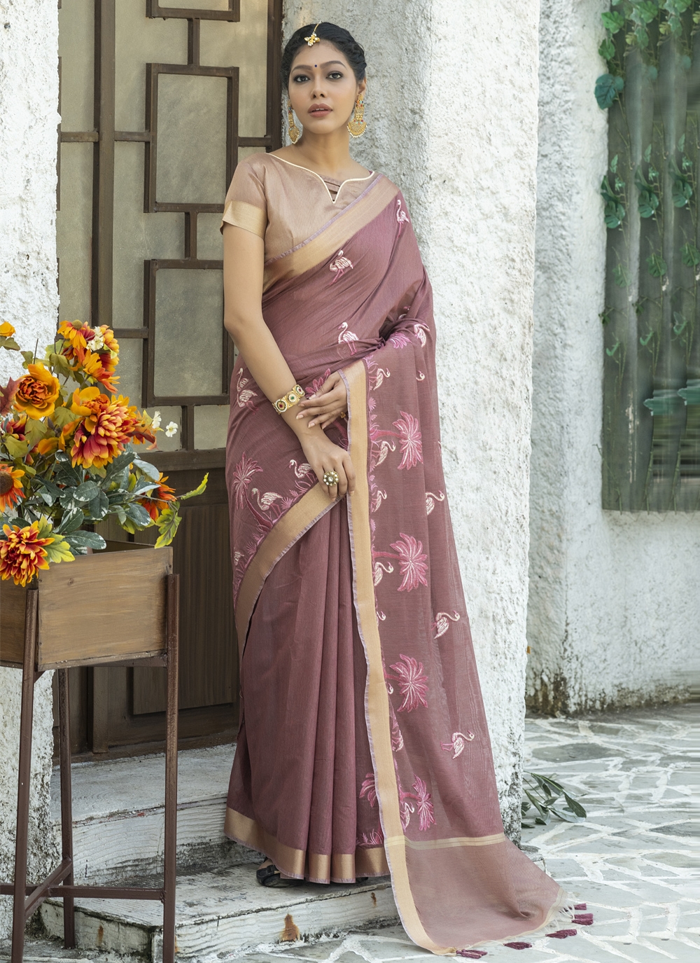 Laxmipati Jamun 7917 Mauve Silk Chiffon Saree – Sanskar Sarees