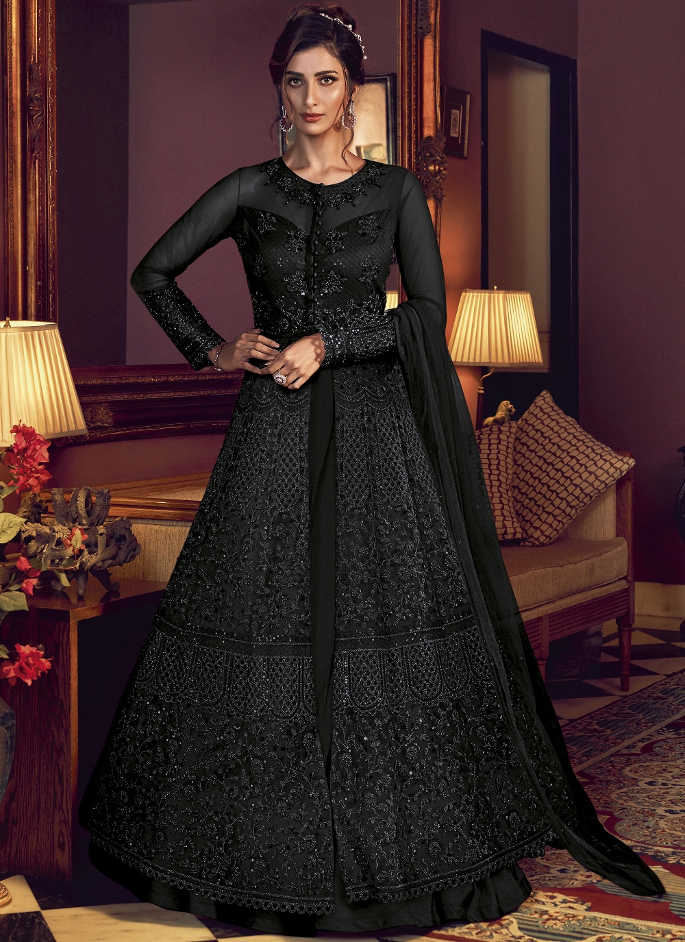 black anarkali dress