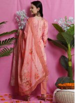 Satin Digital Print Pink Straight Salwar Suit