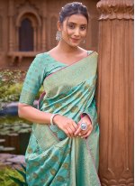 Sea Green Banarasi Silk Weaving Classic Saree
