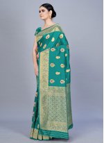 Sea Green Banarasi Silk Woven Trendy Saree