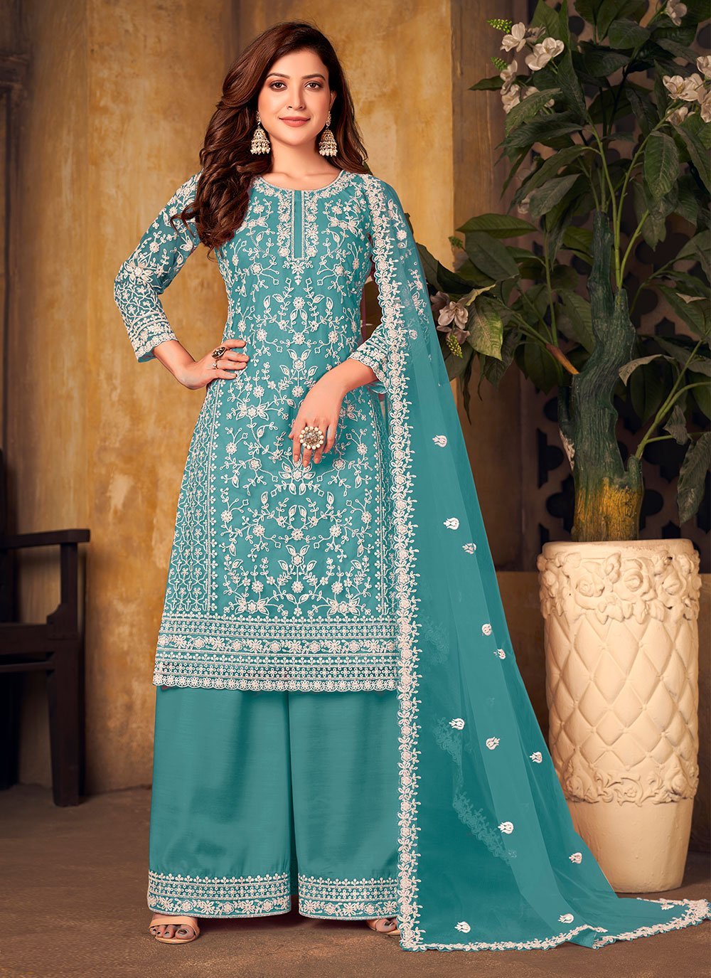 $52 - $64 - Punjabi Faux Crepe Jacquard Work Salwar Kameez and Punjabi Faux  Crepe Jacquard Work Salwar Suit Online Shopping