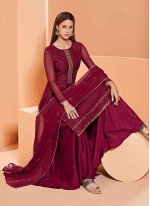 Sequins Faux Georgette Magenta Designer Pakistani Salwar Suit
