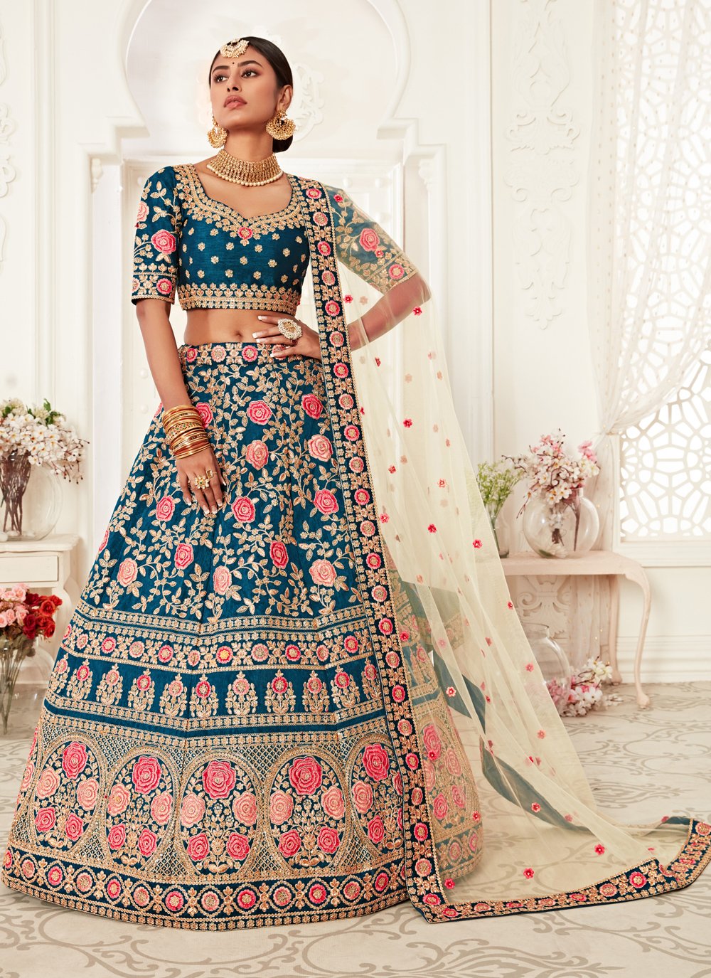 Designer Blue & Pink Thread Work Eid Special Lehenga Choli at Rs 2295 in  Delhi