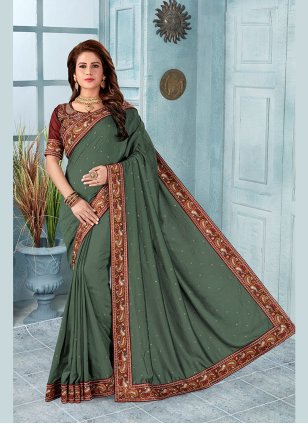 Silk Designer Saree in Green