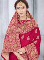 Silk Designer Traditional Saree in Rani