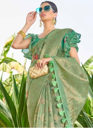 Silk Fancy Classic Designer Saree in Sea Green