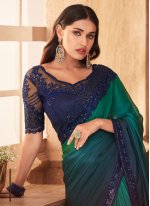 Silk Green Embroidered Shaded Saree