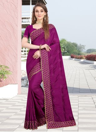 Buy Vkaran woman's Magenta Art Silk SOLID PLAIN Saree With Blouse  (FL-13749) Online at Best Prices in India - JioMart.