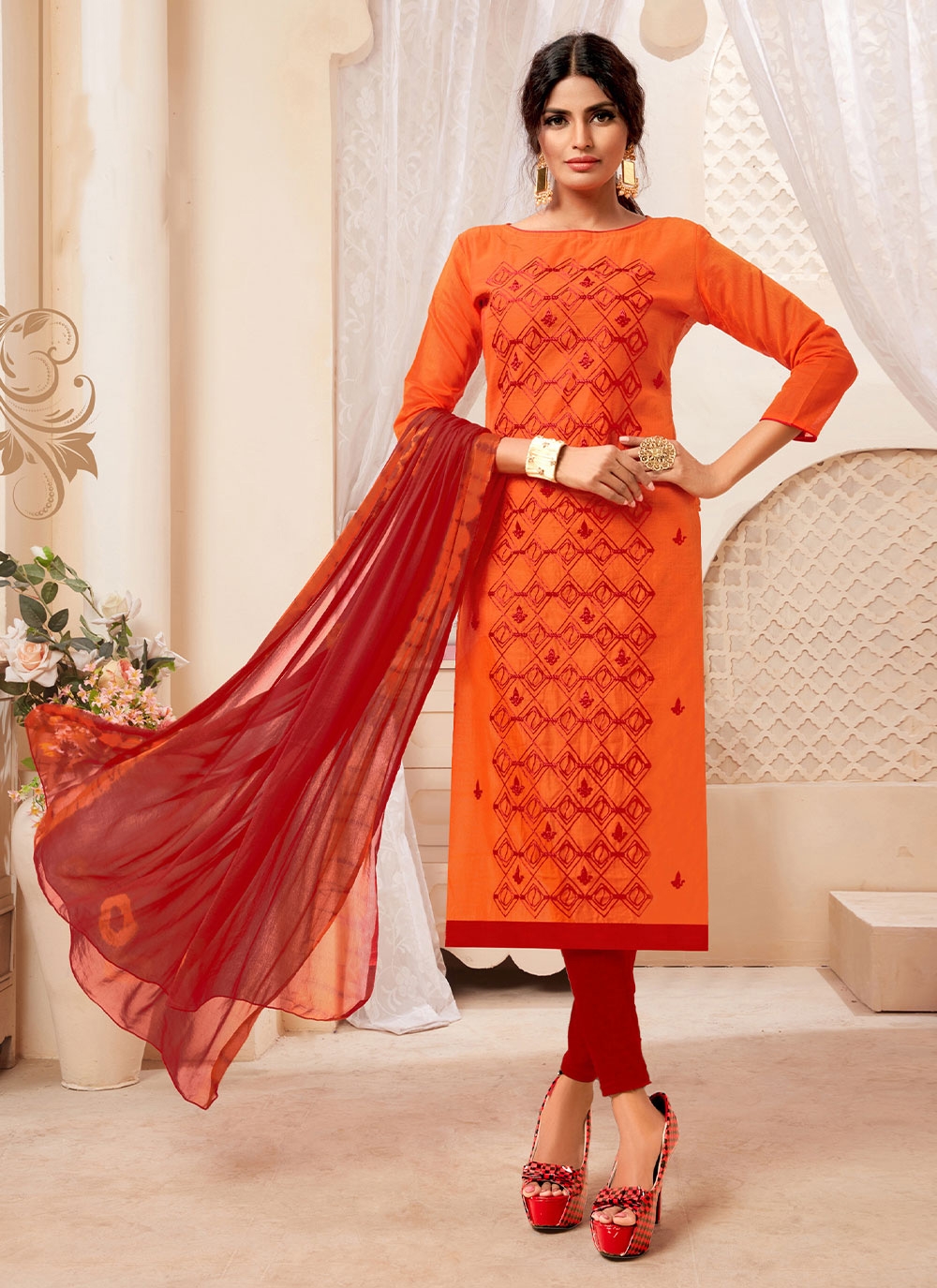 orange colour salwar