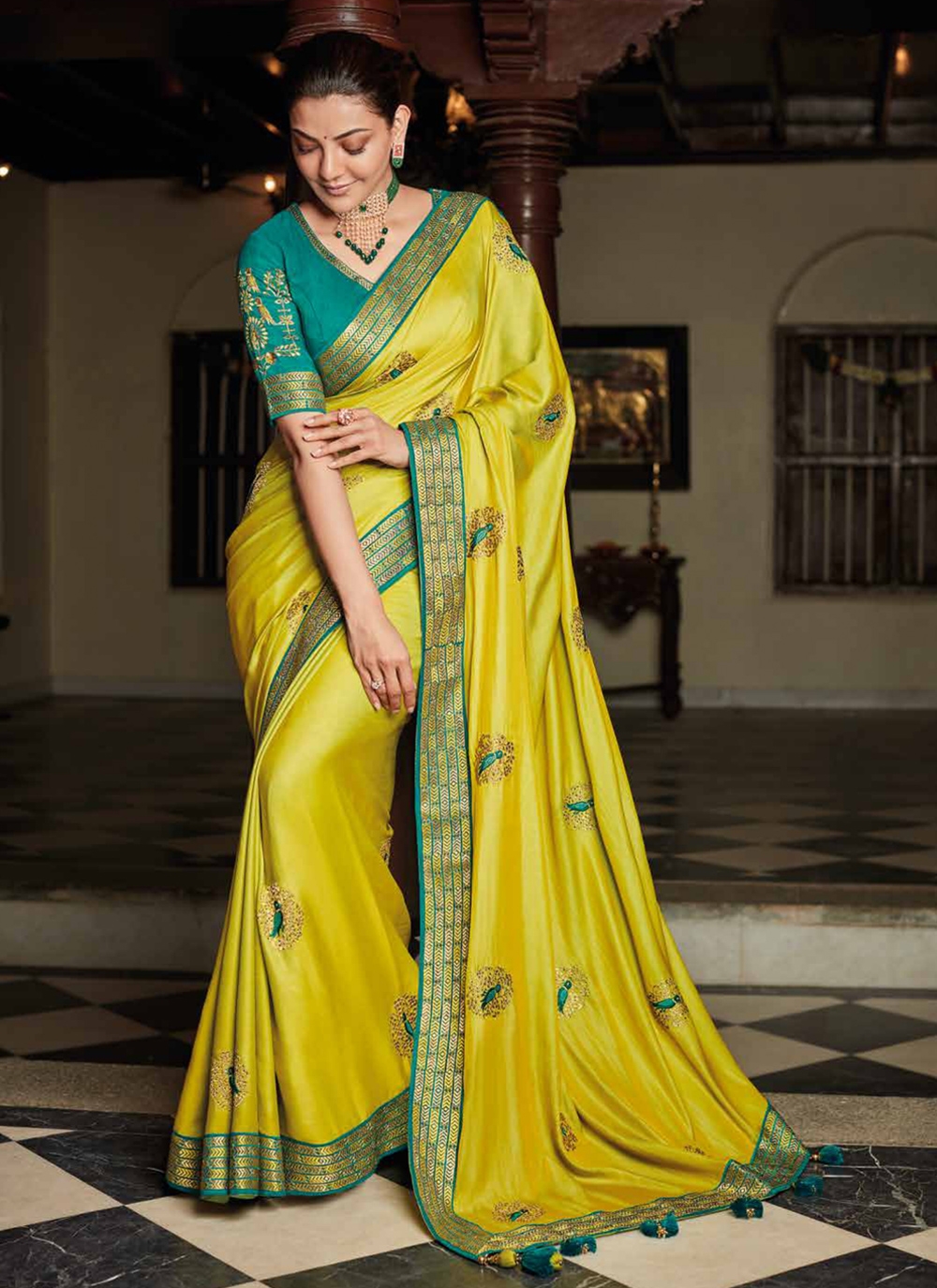 Yellow Silk Designer Saree... | Trendy sarees, Traditional silk saree,  Fancy sarees